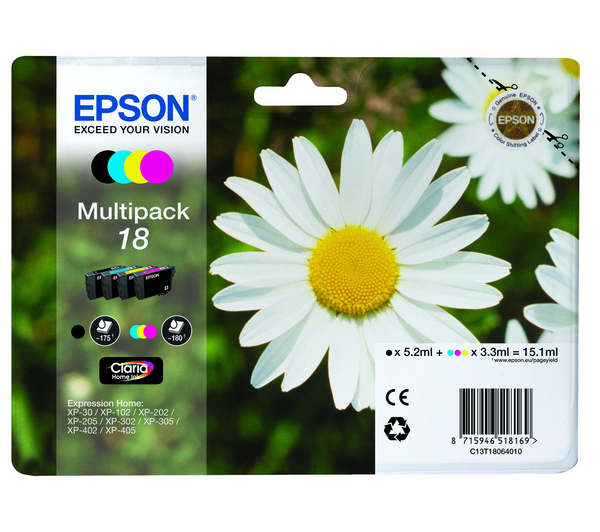 Pack 4 Cartuchos Tinta Epson T1806 / C13T18064010 Original