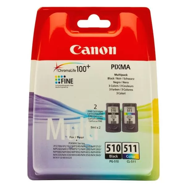 Pack 2 Cartuchos Tinta Canon PG510 CL511 Negro + Color Original