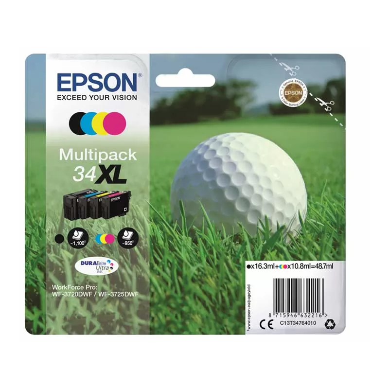 Pack 4 Cartuchos Tinta Epson T3476 XL Original